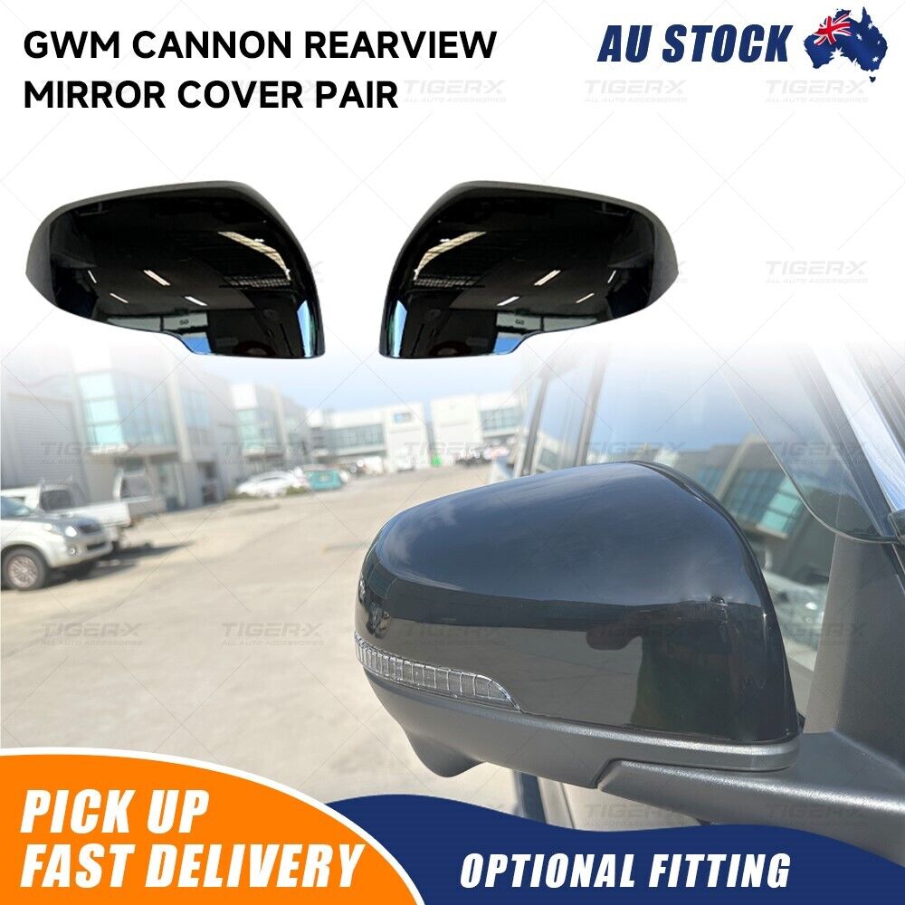 Blackout Trim Cover Set Gloss Black For GWM Cannon 2019-2024 Door Handle Mirror