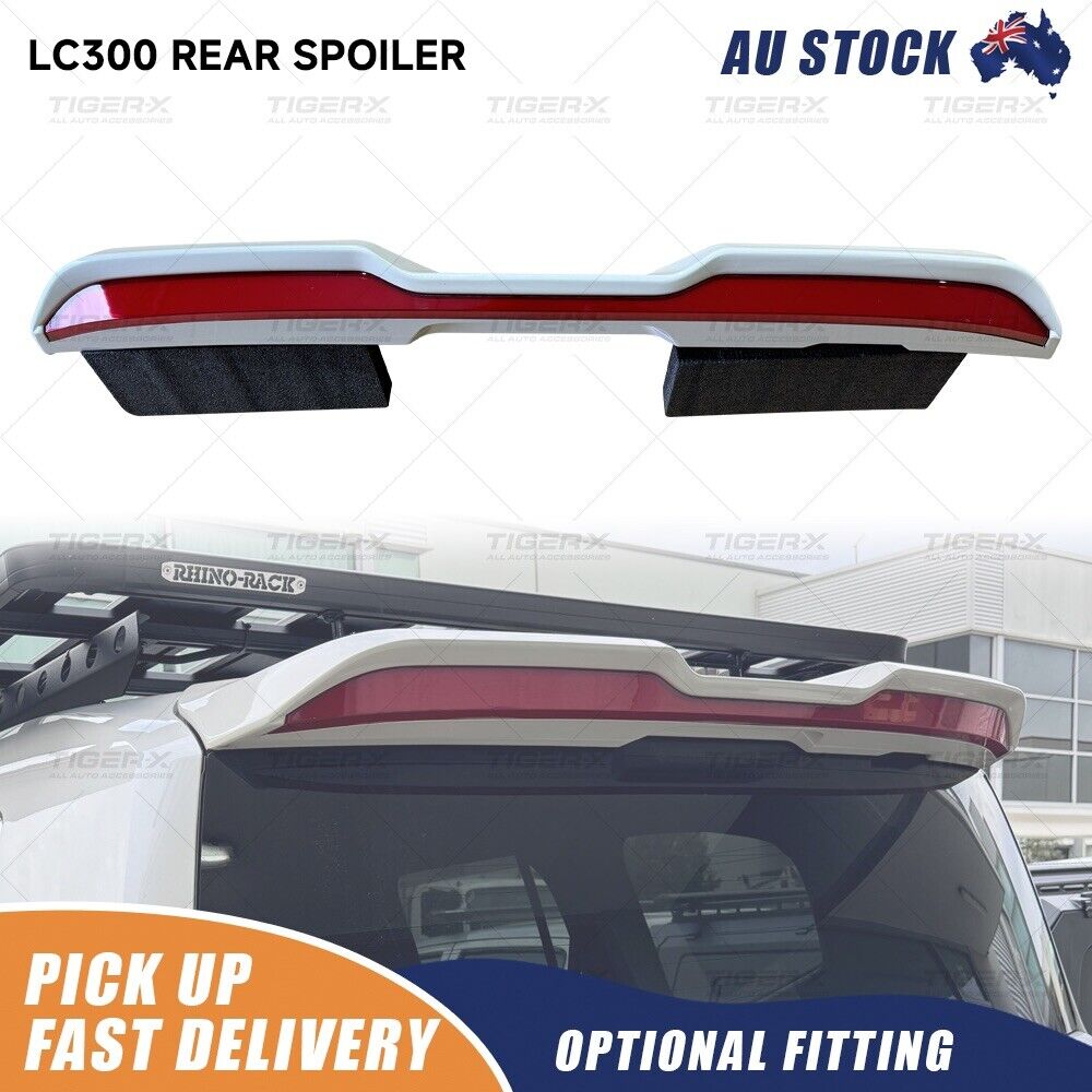 Rear Spoiler Tail Wing Pearl White For Landcruiser LC300 2022 2023 with Light