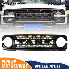 Front Bumper Grille with Led Light For GWM Tank 300 23-24 GLOSS BLACK