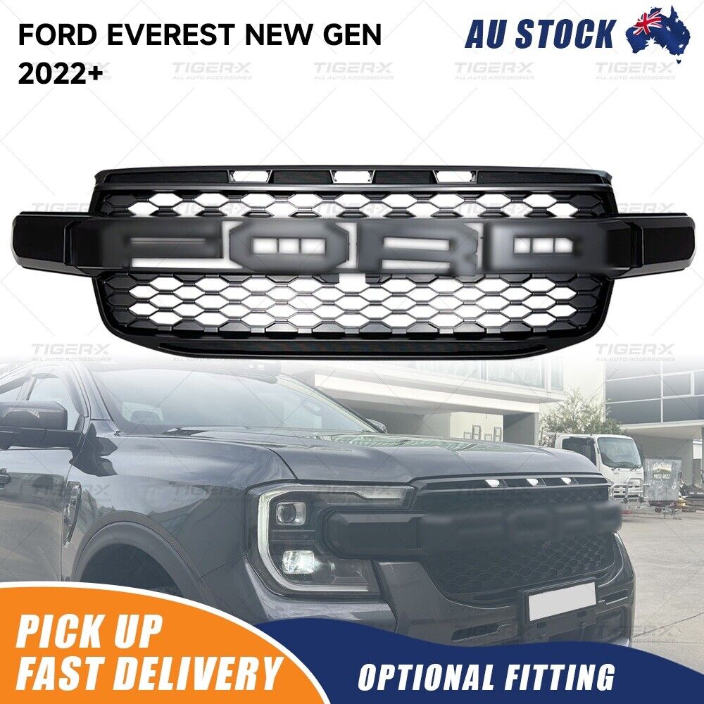 Raptor Grille Front Bumper Matt Black with LED Lights For Ford Everest 2022-2024