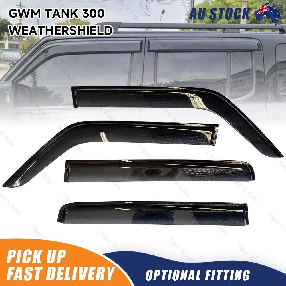 Black Weathershield Window Visors Set of 4 For GWM TANK 300 Year 2020-2024