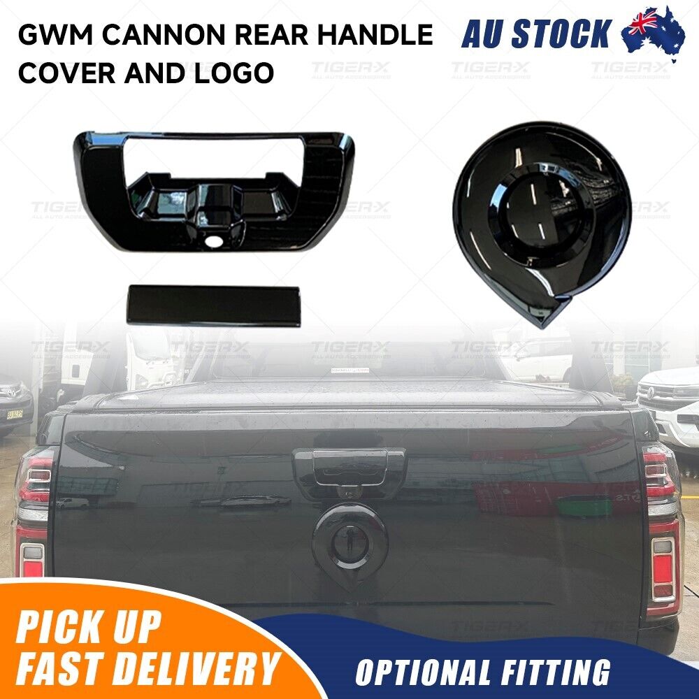 Blackout Trim Cover Set Gloss Black For GWM Cannon 2019-2024 Door Handle Mirror